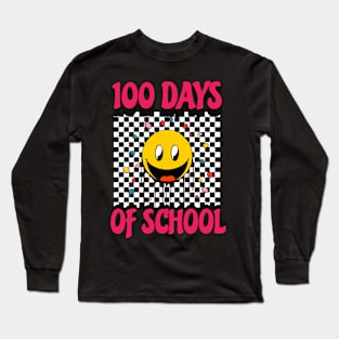 100 Days of School Kids Toddler Smile Face 100th Day Long Sleeve T-Shirt